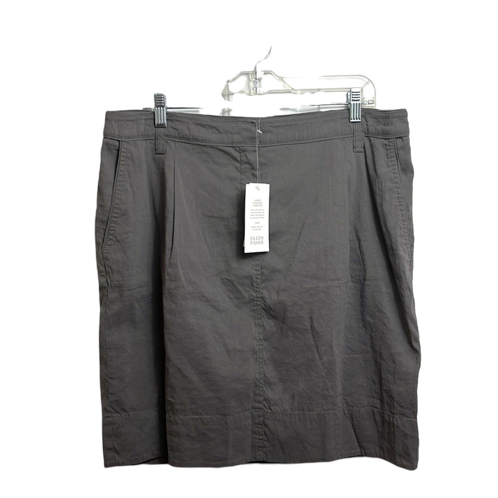 NWT Eileen Fisher Linen Blend Dapple Short Skirt Gray Size 14